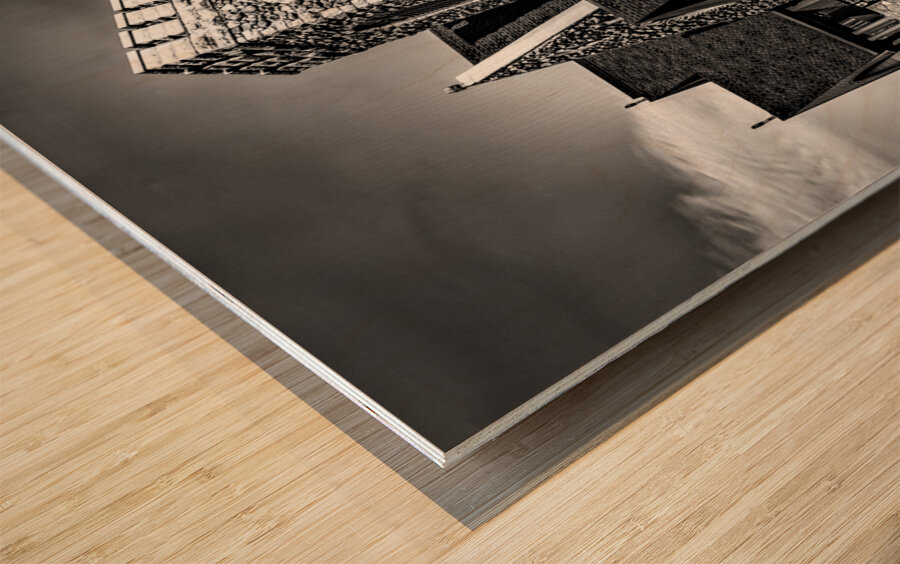 St. Johns Episcopal Church Grayscale Wood print