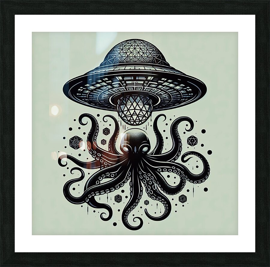 UFO & Octopus  Picture Frame print