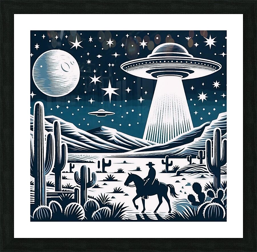 Western UFO Picture Frame print