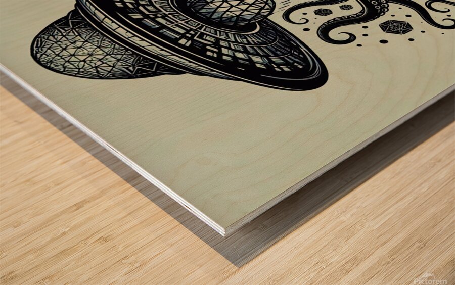 UFO & Octopus  Wood print