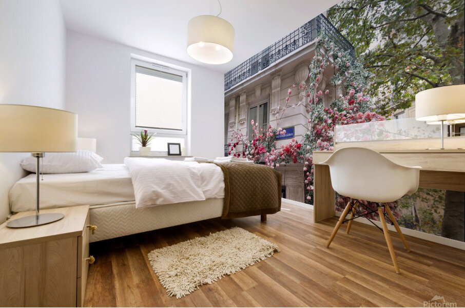 Batiment avec des Fleurs Mural print
