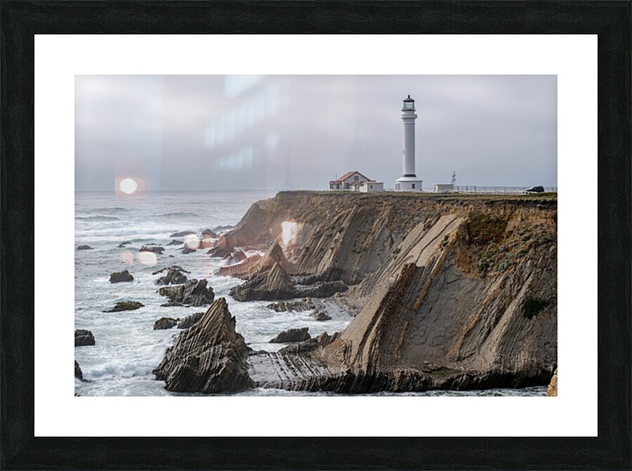 Point Arena Lighthouse with dramatic rocks Picture Frame print