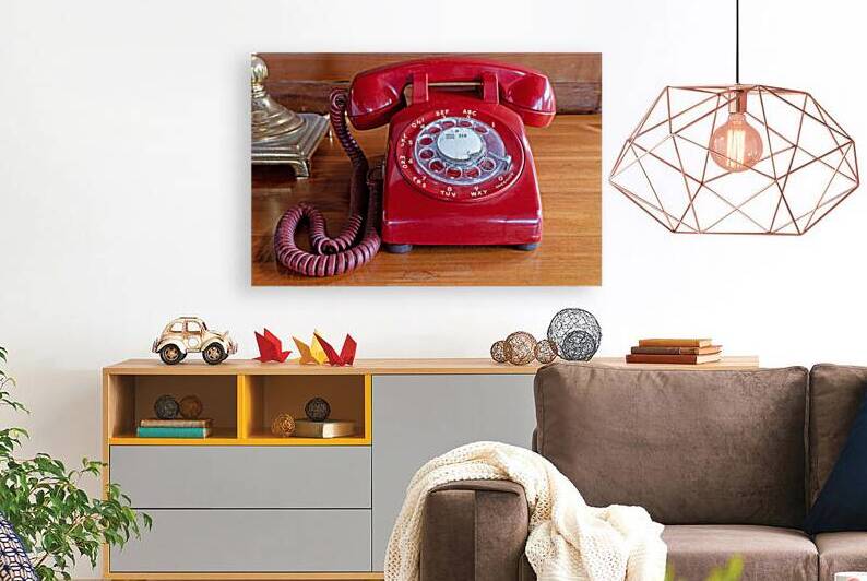 Red rotary phone by Lisa von Biela