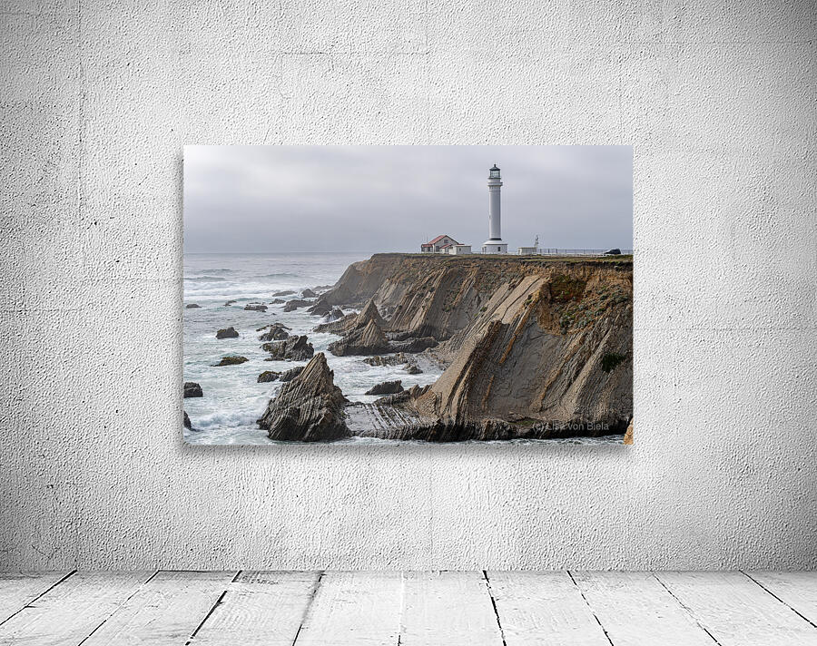 Point Arena Lighthouse with dramatic rocks Wall Preview