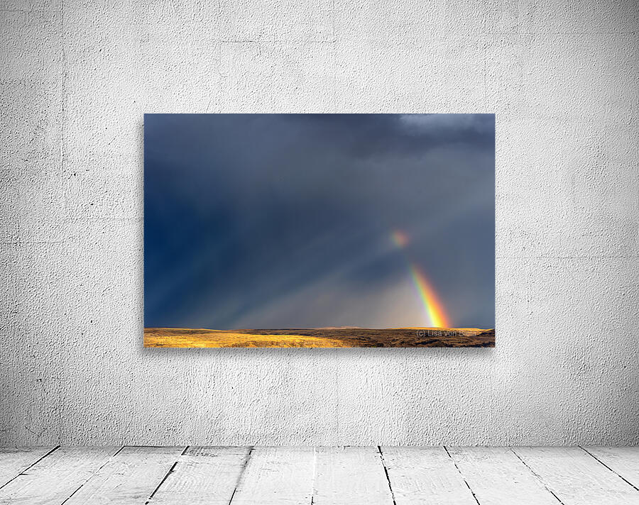 Strong rainbow with diagonal rain clouds Wall Preview