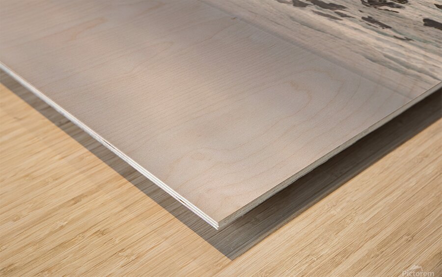 Point Arena Lighthouse with dramatic rocks Wood print