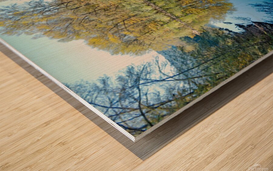 Snoqualmie River and early fall tree colors Wood print