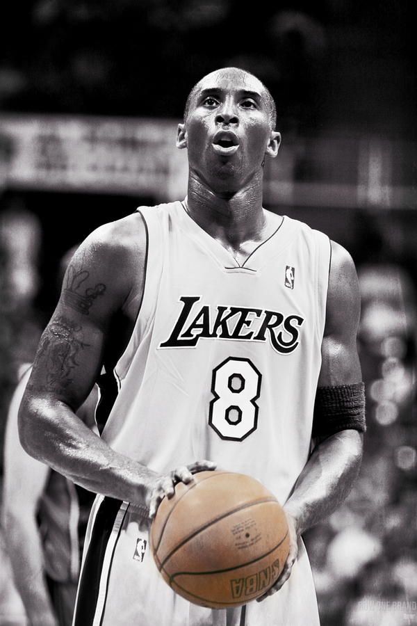 black and white kobe bryant