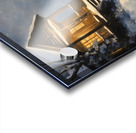 beautiful snowy night log cabin art Acrylic print