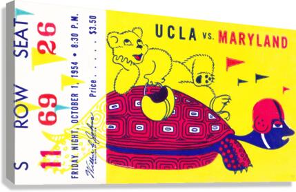 1954 Maryland vs. UCLA Football Ticket Art Canvas Print