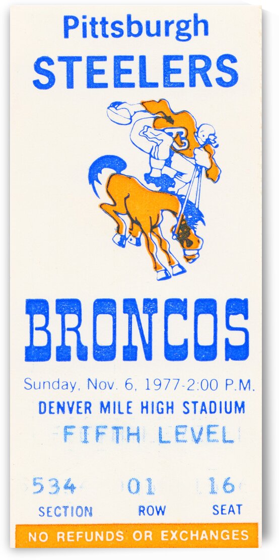 1977 Denver Broncos vs. Pittsburgh by Row One Brand