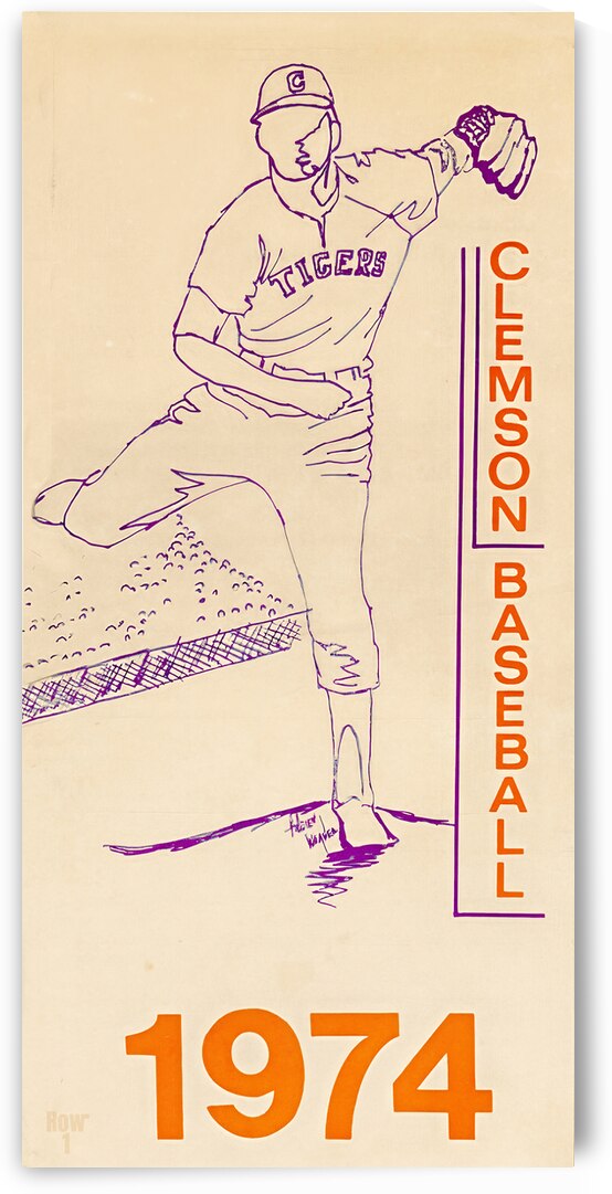 1974 Clemson Baseball Art by Row One Brand