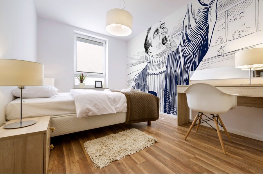 vintage butler bulldog fan art early 1900s Mural print