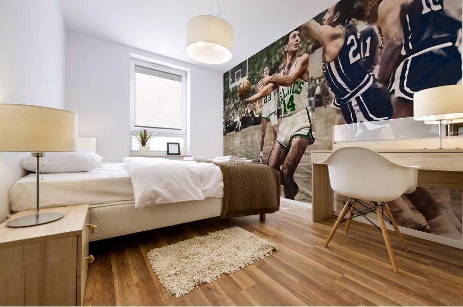 Celtics Cousy Hook Shot Art Mural print
