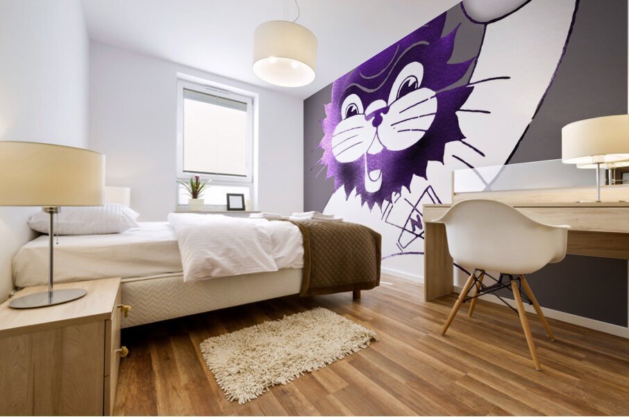 Vintage Northwestern Wildcat Cartoon Art Mural print
