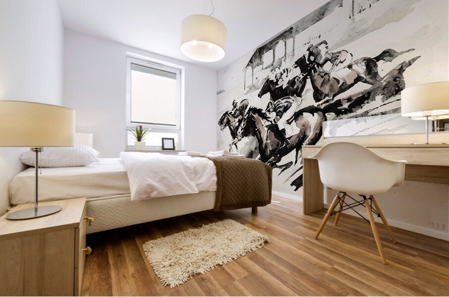 1930 horse racing art remix Mural print