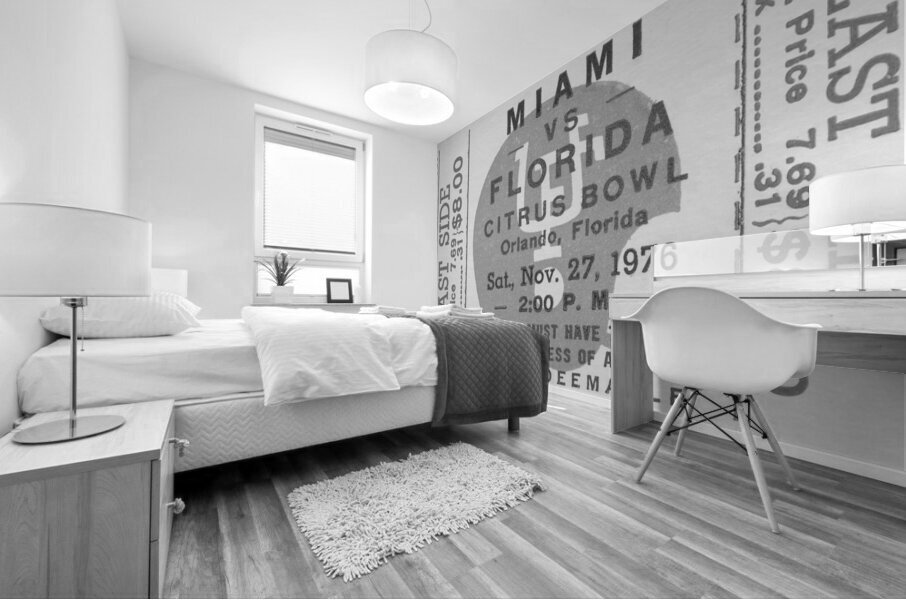 1976 Miami vs. Florida Ticket Black and White Remix Mural print