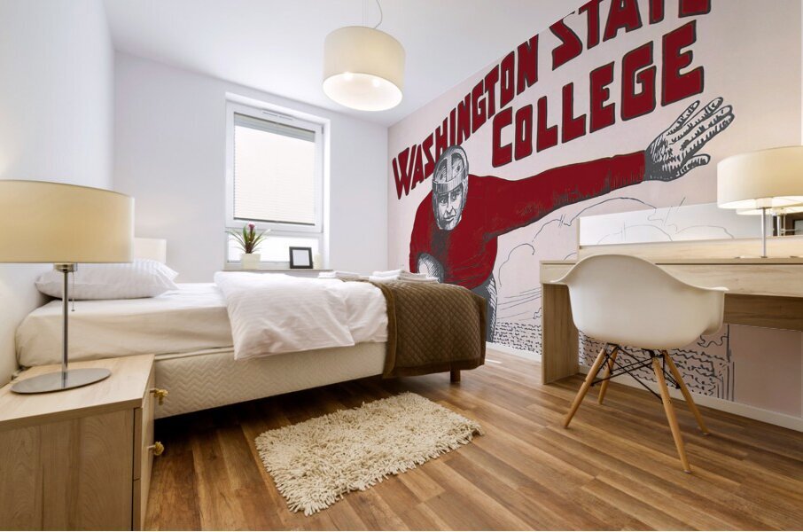 vintage washington state college football art Mural print