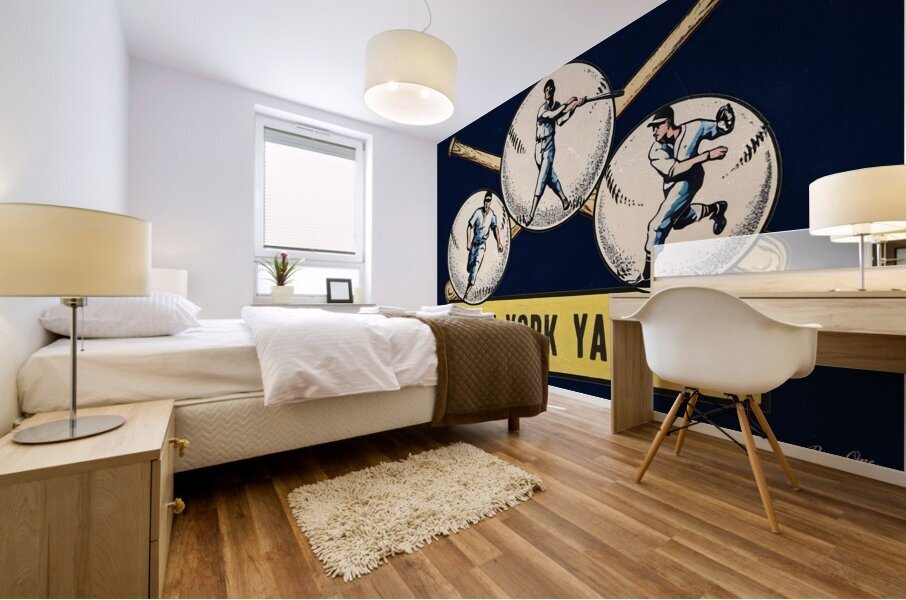Vintage New York Yankees Three Ball Art Mural print