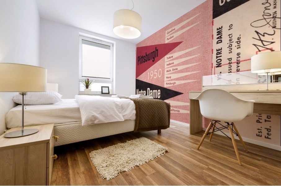 1950 pittsburgh notre dame vintage college football ticket wall art Mural print