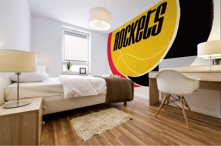 1974 houston rockets ticket information poster wood print Mural print