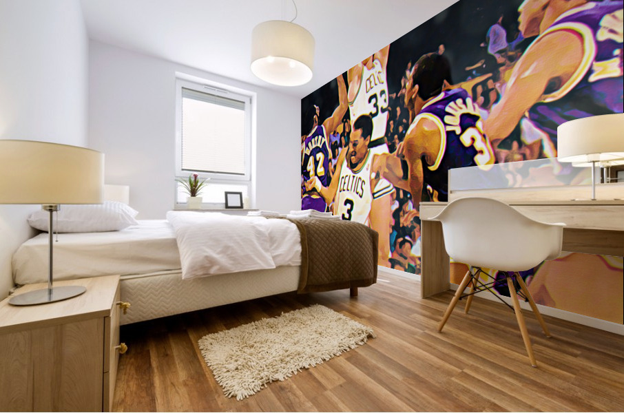 larry bird celtics lakers art Mural print