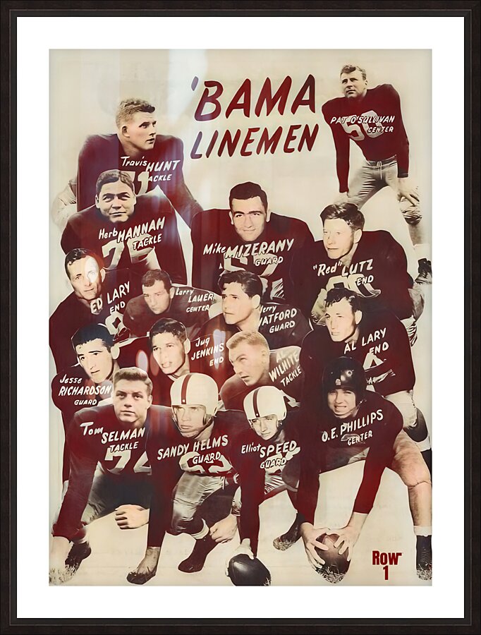 1950 Alabama Linemen Picture Frame print