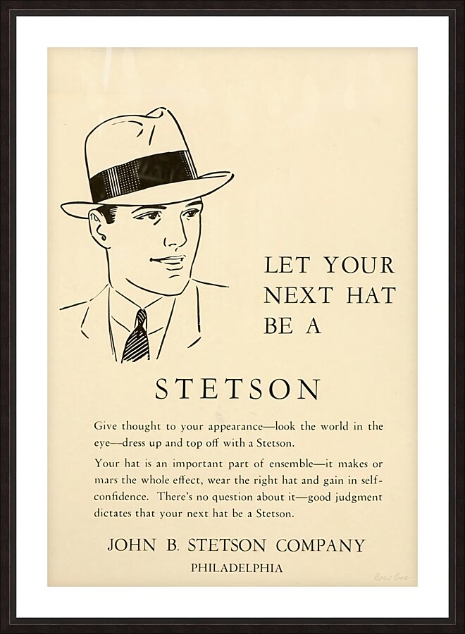 1930s stetson hat advertisement Picture Frame print