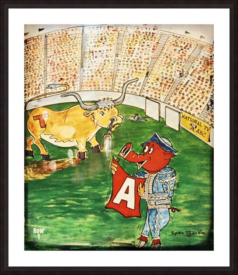 Arkansas Razorback Texas Longhorn Cartoon Art Picture Frame print