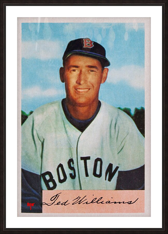 1954 Ted Williams Baseball Card Wall Art Picture Frame print
