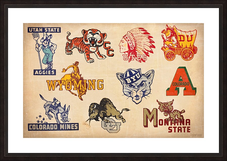 1940s Rocky Mountain Region Colleges Art Picture Frame print