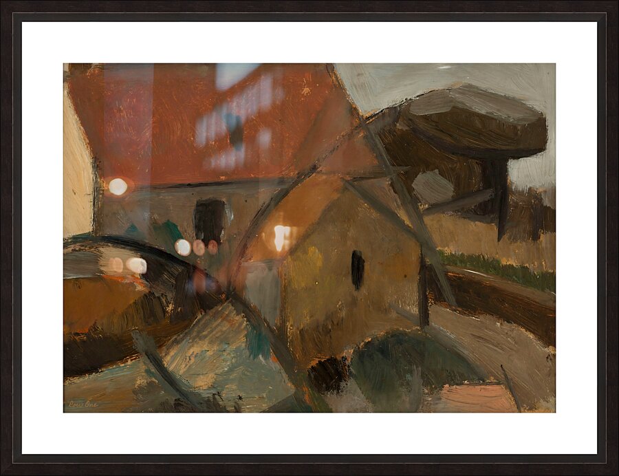 Small House with Red Roof Picture Frame print
