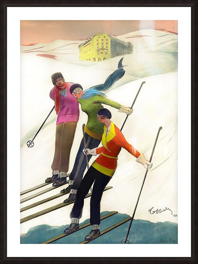 Three Skiers Picture Frame print