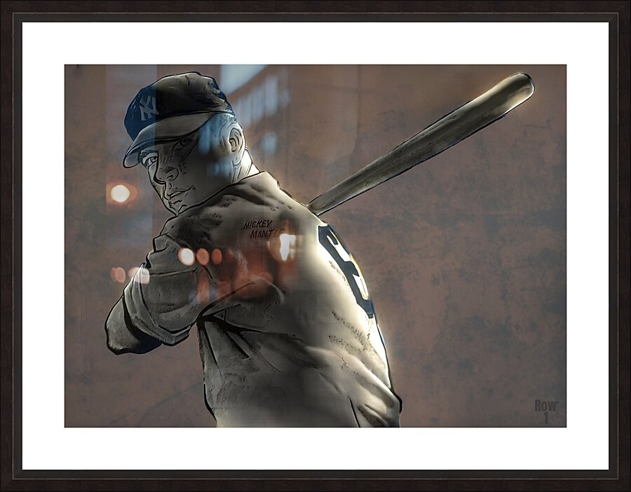 Mickey Mantle Rookie Art Picture Frame print