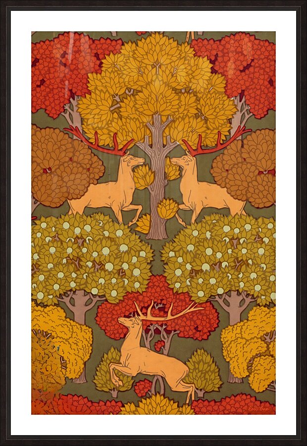 Deer and Trees Picture Frame print