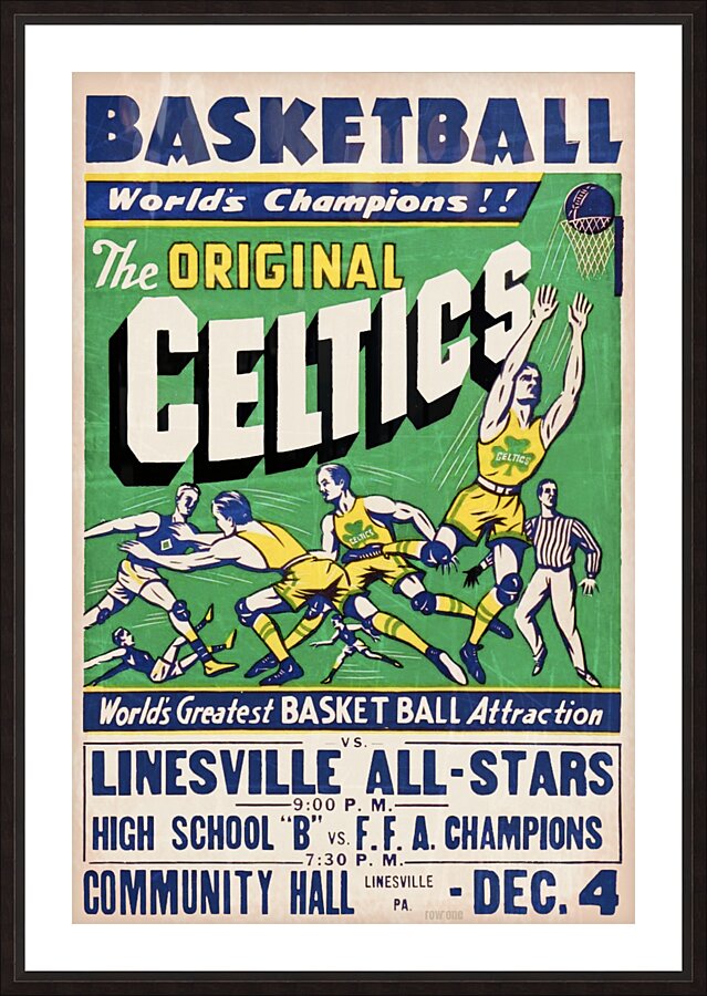 1930s original celtics basketball art Picture Frame print