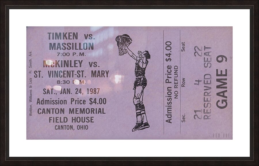 1987 timken massilon basketball ticket art  Picture Frame print