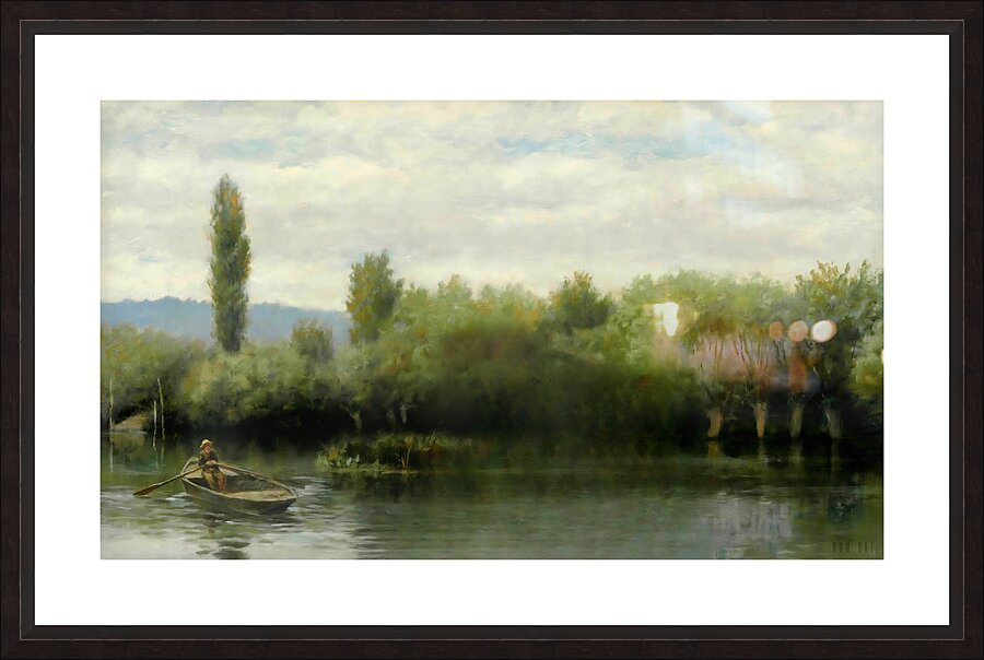 man in canoe Picture Frame print