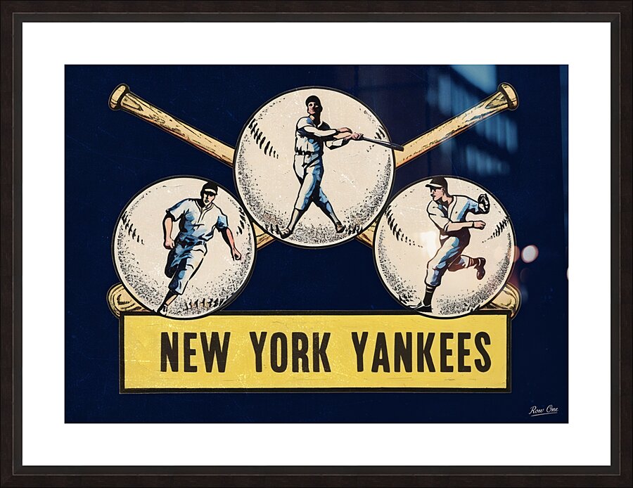 Vintage New York Yankees Three Ball Art Picture Frame print