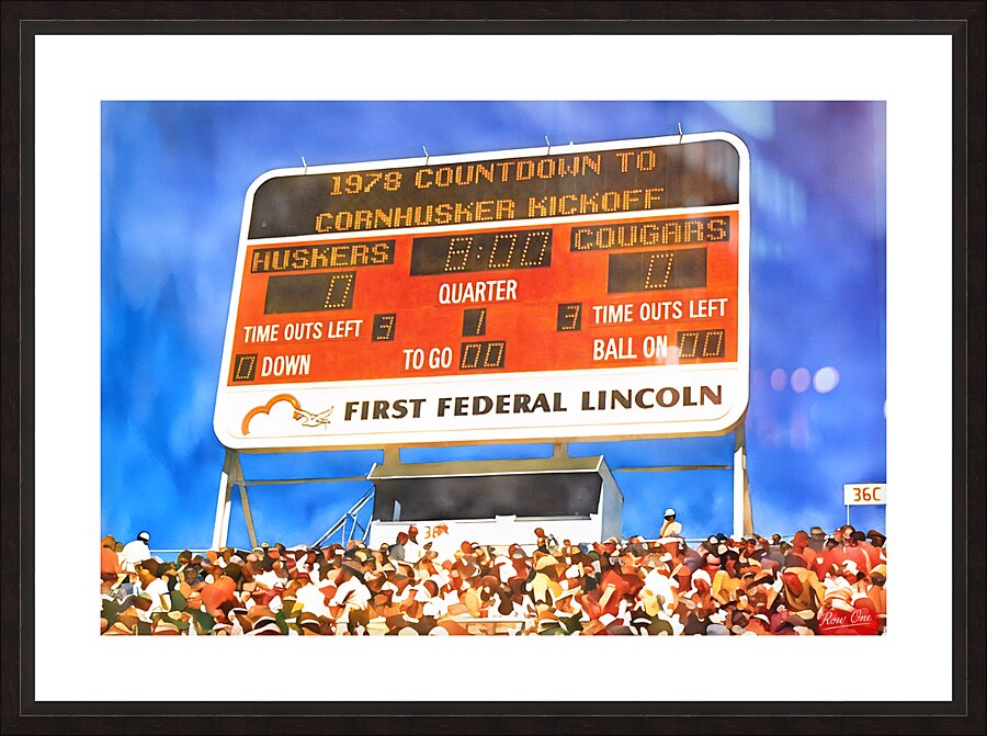 1977-78 Nebraska Cornhuskers Scoreboard Art Picture Frame print