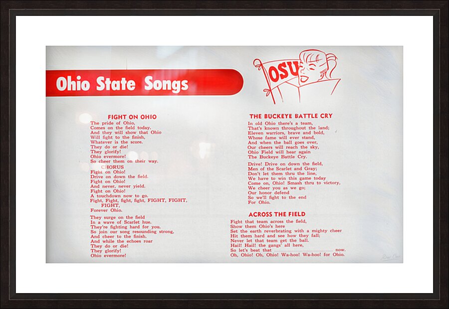 1950s Ohio State Songs Art Picture Frame print