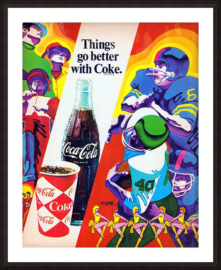 1969 Coke Football Ad Picture Frame print