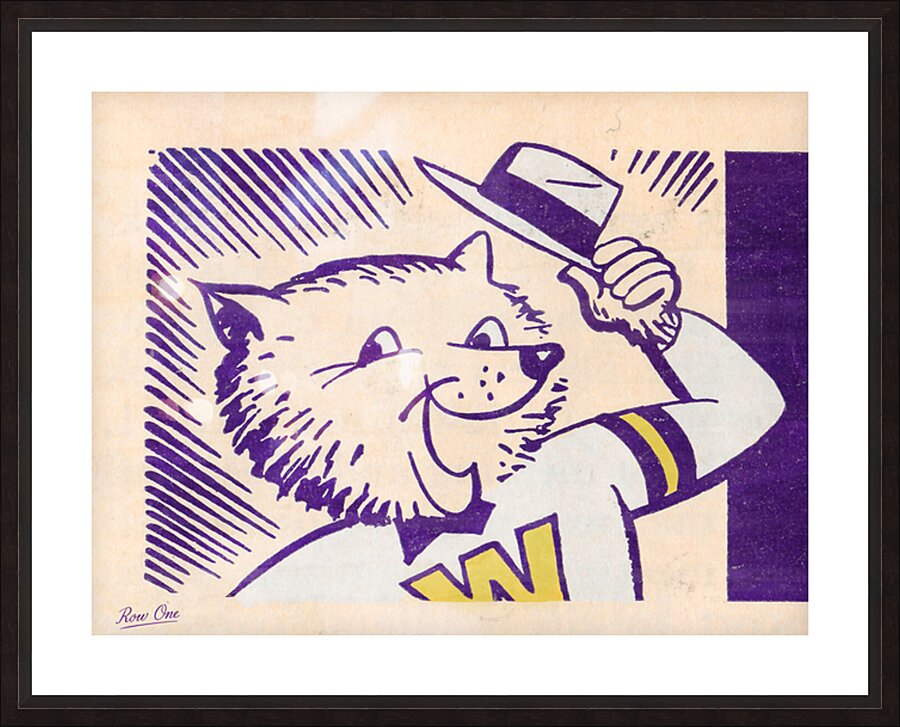 1950s Washington Husky Cartoon Art Picture Frame print