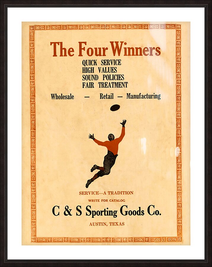 Early 1900s C and S Sporting Goods Ad in Austin Picture Frame print
