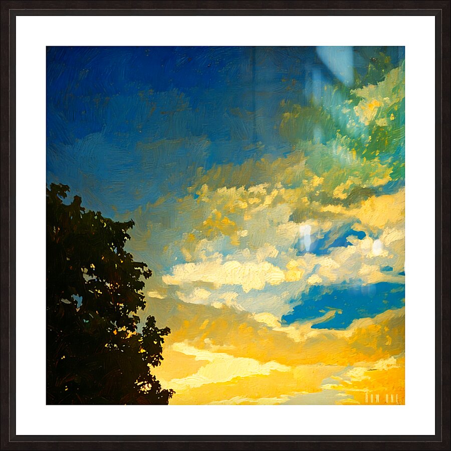 Yellow Sunset and Clouds Picture Frame print