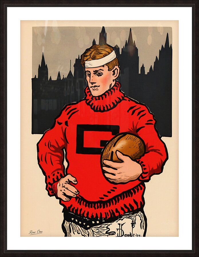 Early 1900s Georgia Bulldogs Player Art Remix Picture Frame print