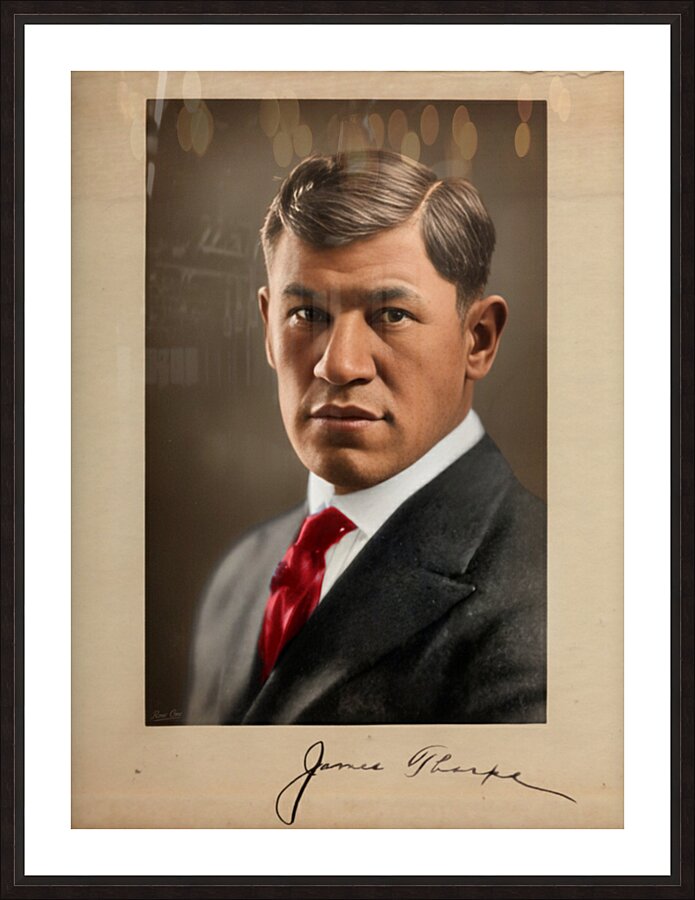 Early 1900s Jim Thorpe Photo and Signature Art Picture Frame print
