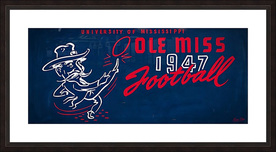 1947 Ole Miss Colonel Reb Football Art Picture Frame print