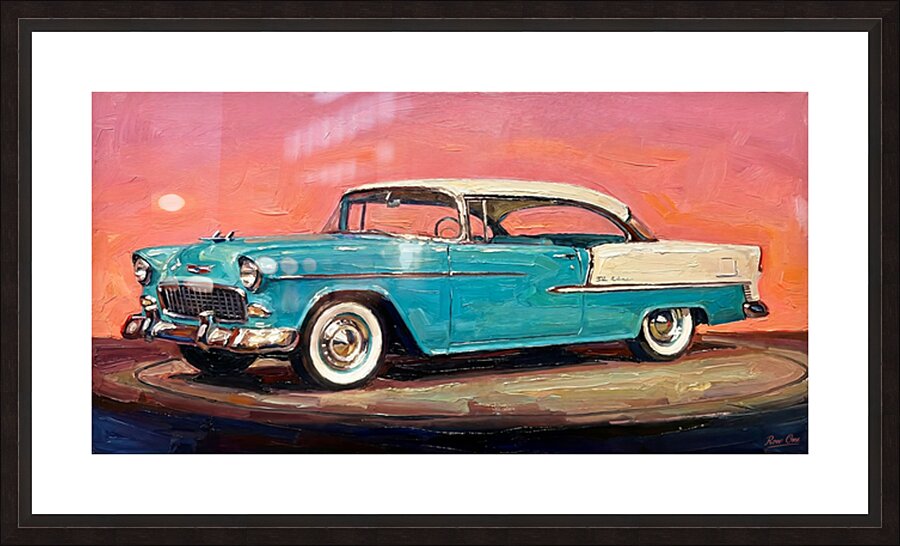 Car and Sunset Picture Frame print