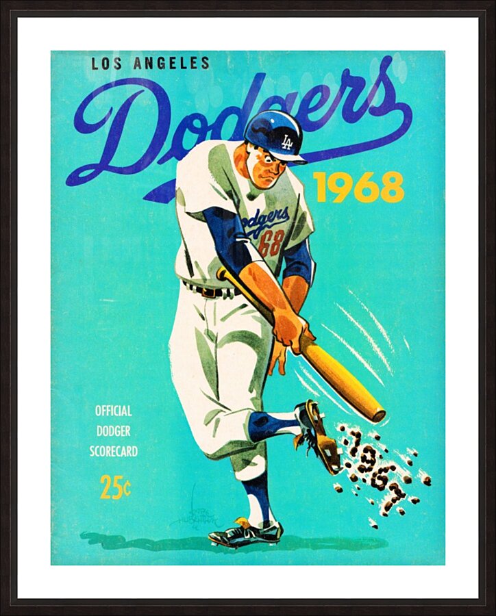 1968 Los Angeles Dodgers Scorecard Art  Picture Frame print